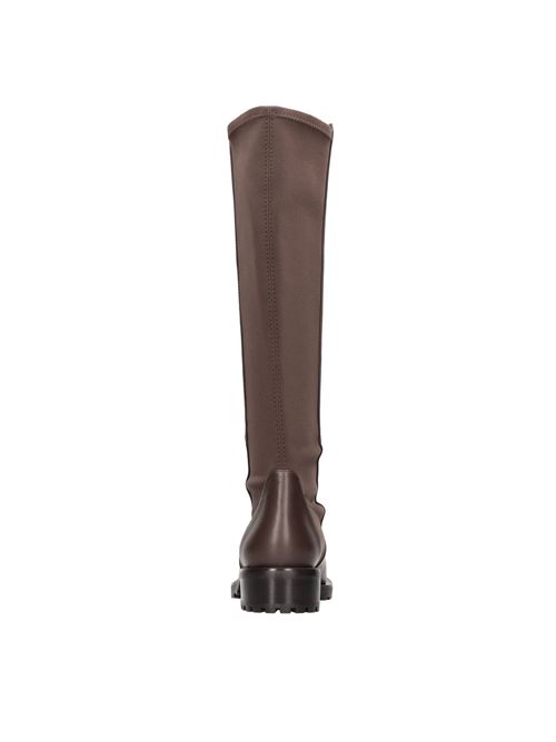 Stivali in pelle e tessuto STUART WEITZMAN | 5050KNEE-HI LUG B00MARRONE
